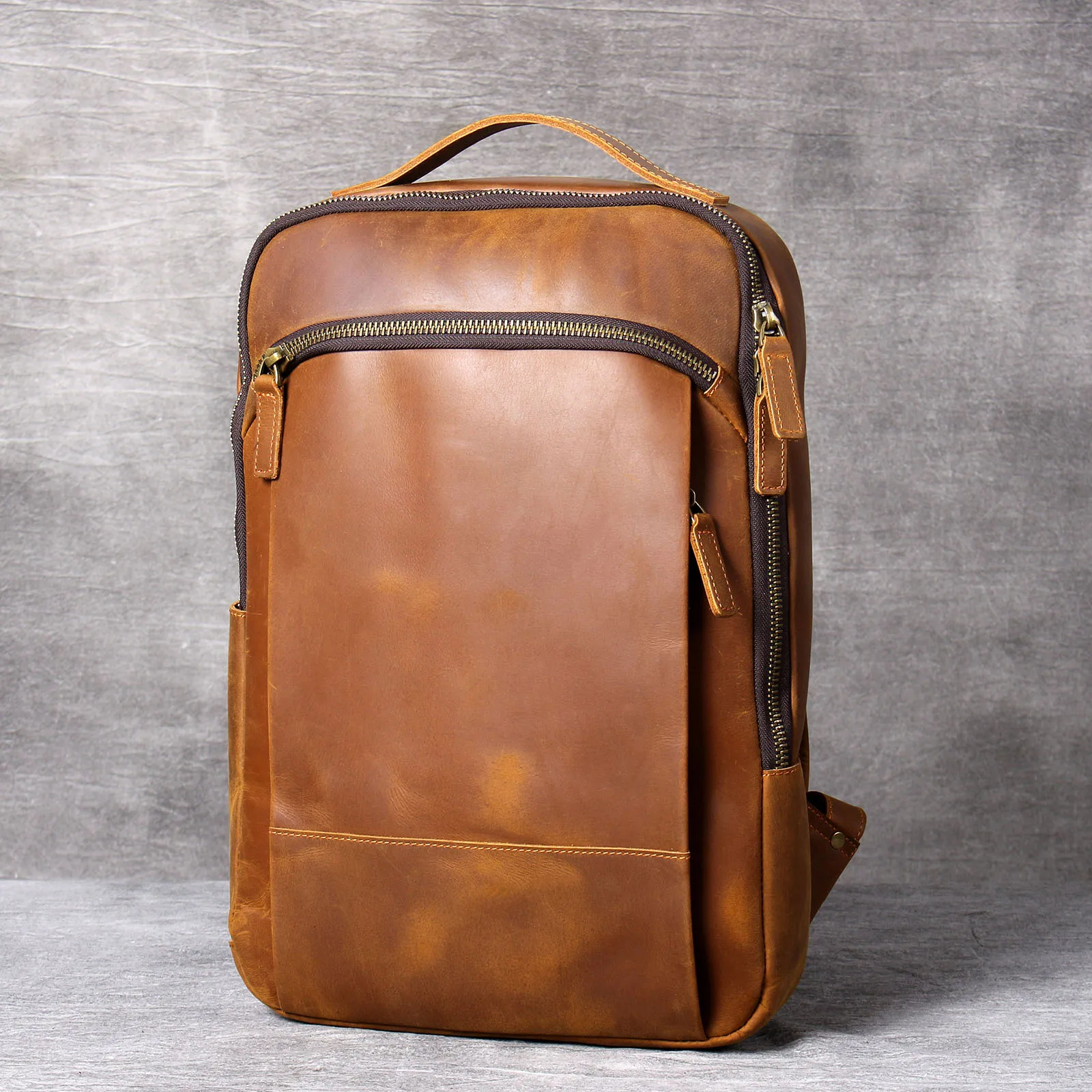 S.WORKER Vintage Echtleder-Rucksack 16“ Laptop-Tasche Crazy-Horse-Leder Schultasche Outdoor-Reise-Weekender-Schultertasche – Detail 17