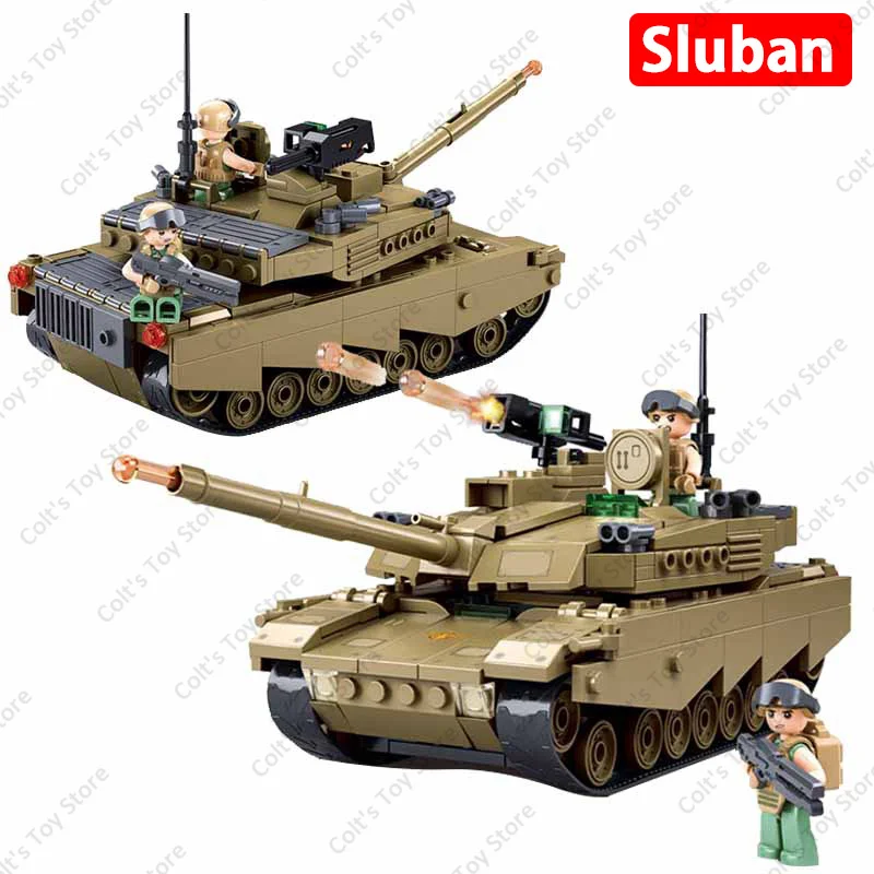 WW2 US Army Military Weapon M1 Abrams Main Battle Tank Building Blocks Soviet T-90 Main Battle Tank Bricks Armor Model Toys Gift