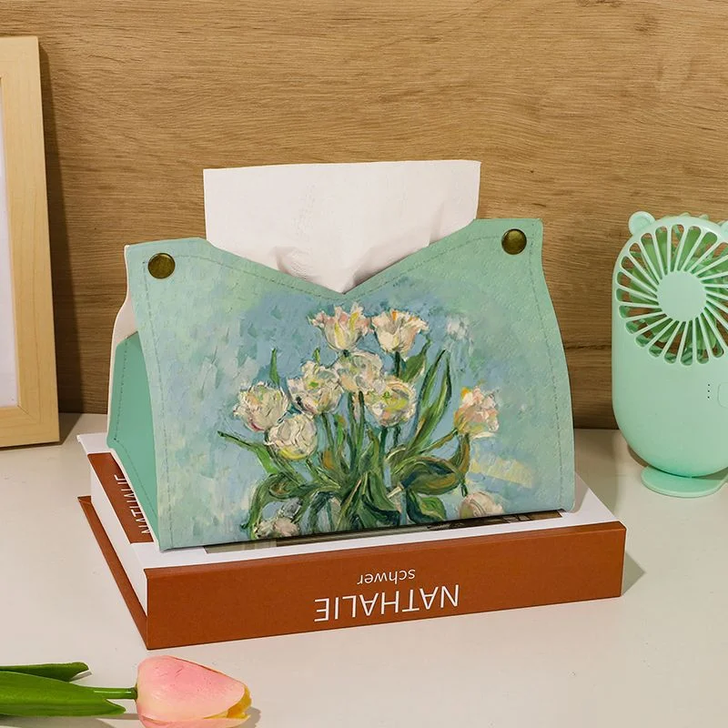 Nodic Environmental PU Leather Napkin Holder Foldable Tissue Box Home Office Waterproof Dustproof Storage Box Sundries Ontainer