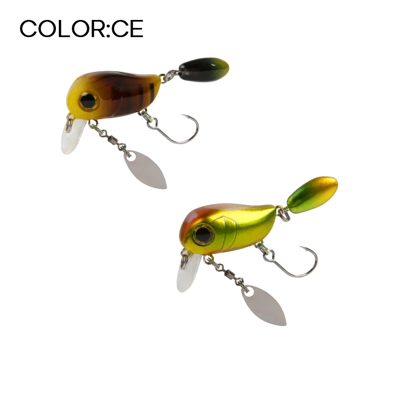 LETOYO Schwimmende Mikro-Kurbelköder, 30 mm, 2 g, künstliche Oberfläche, Wake-Köder, Kurbel-Wobbler mit Löffel, Angelköder für Forellenbarsch