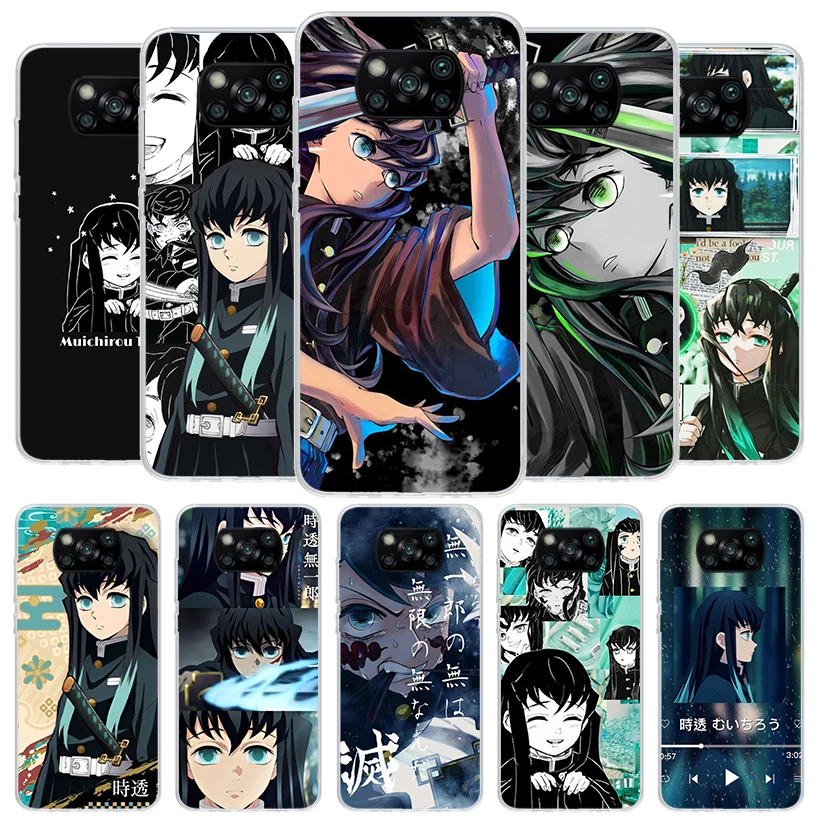 Demon Slayer Tokitou Muichirou Cover Phone Case For Xiaomi Poco X6 X5 X4 Nfc X3 Pro F6 F5 F4 Gt F3 F2 F1 M5S M4 M3 Soft Fundas S