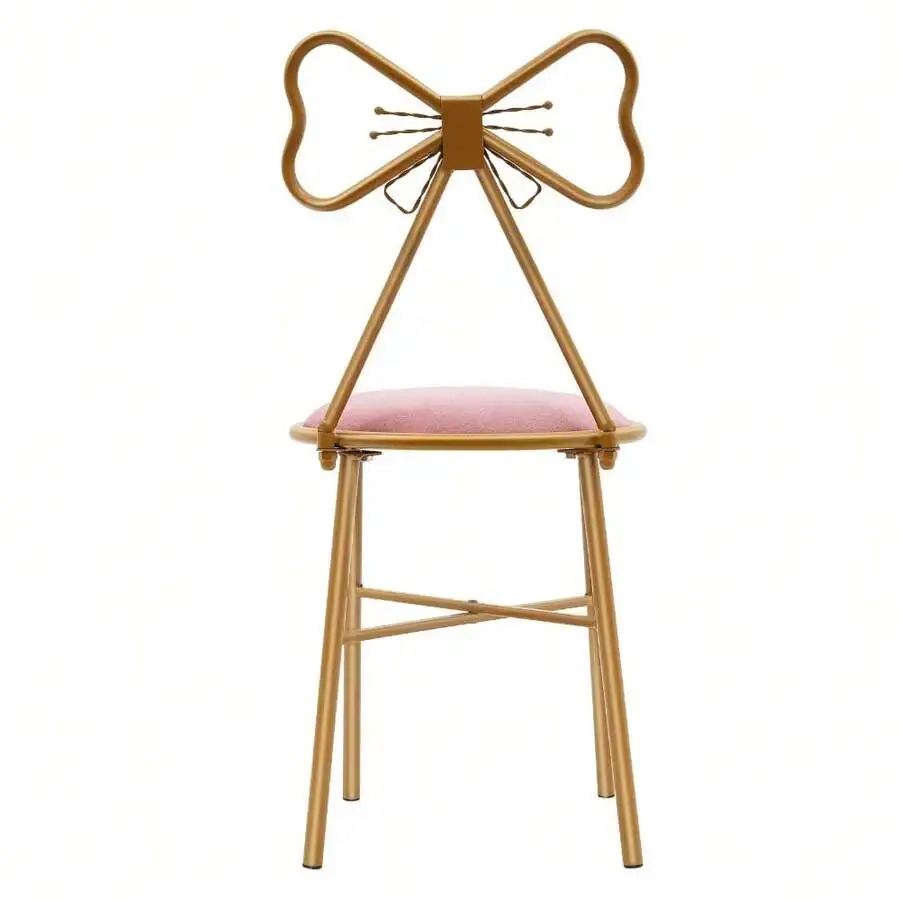 Deep Pink Velvet Butterfly Accent Chair With Golden Metal Frame, Upholstered Soft Backrest Single Sofa Chair, Supports Up To 99.