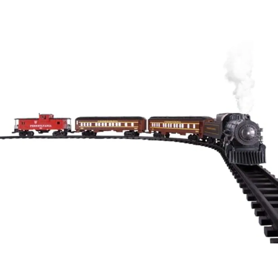 

Pennsylvania Flyer Battery O Gauge Toy Train Set for kids 4+, metal locomotive, red blue, remote control with authentic sounds,