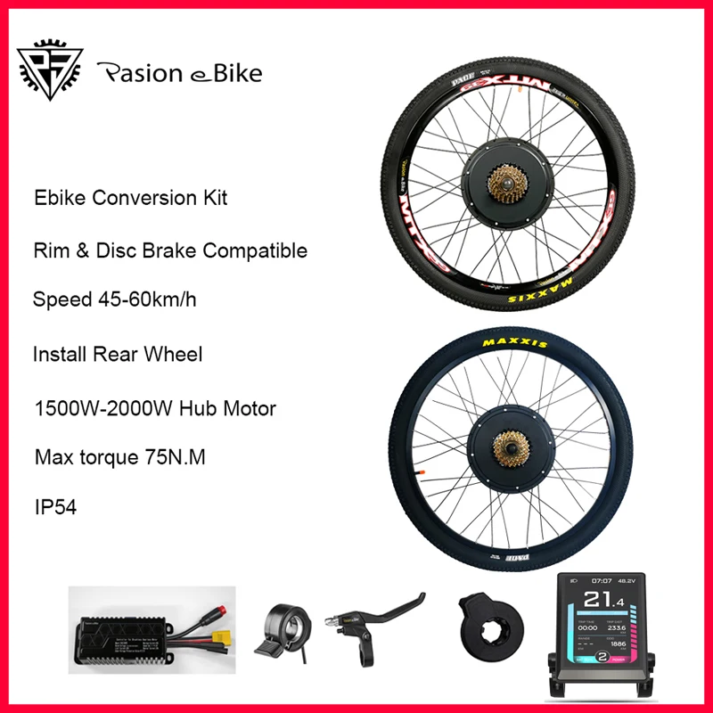 kit conversión bicicleta electrica 1500W motor bici eléctrica 20, 26, 27,5, 700C, 28, 29 pulgad, rueda trasera PASIONEBIKE