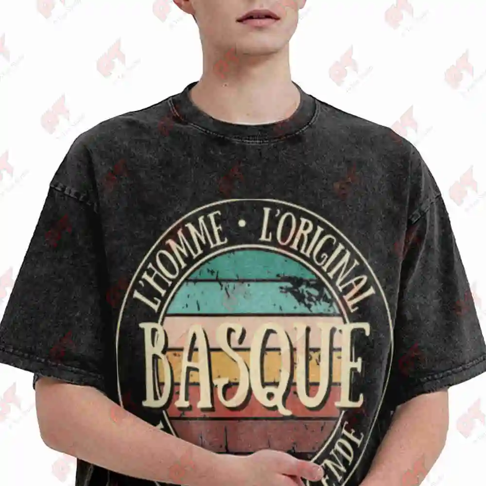 Basque Man Original Legend Vintage Washed Tee Pure Cotton T-Shirt