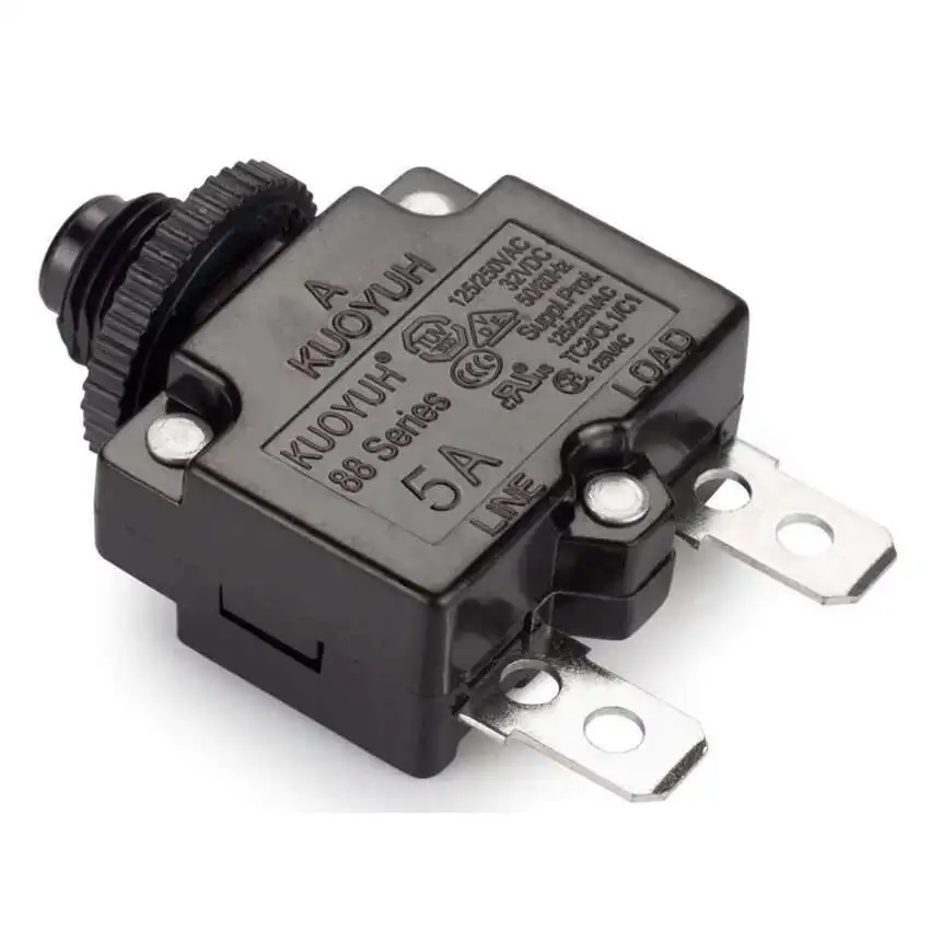 KUOYUH 88 Series 5A 6A 7A 8A 9A 10A 12A 15A 20A 25A 28A Mini disyuntor reinicio Manual interruptor Protector de sobrecarga