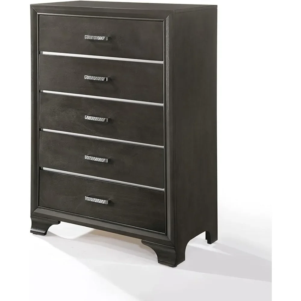 

Acme Carine 5 Drawer Wooden Chest in Gray