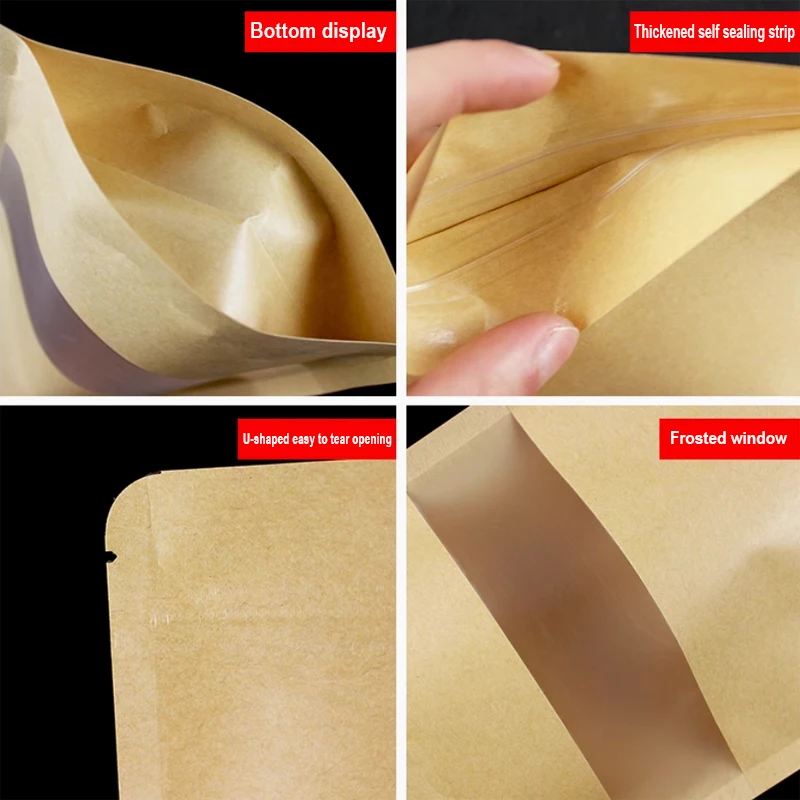 白いつや消し窓開口クラフト紙袋クリスマス結婚式バレンタインデーパーティーギフトバッグ包装用品印刷ロゴ