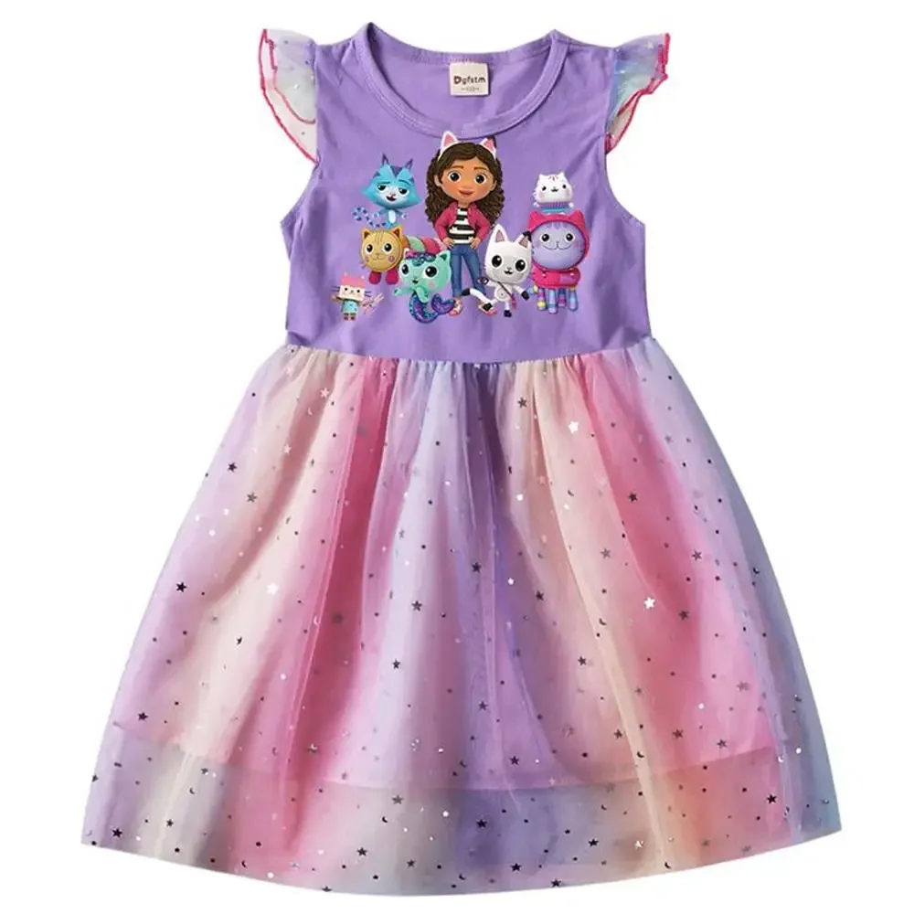 Girls' Dresses Gabby's Dollhouse Cosplay Costumes Kids Cartoon Cute Dress Birthday Party Outfits Casual Summer Clothing