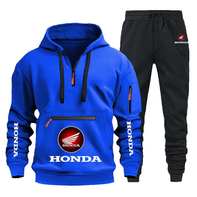 

Honda Men's Sporty Suit - Men's Casual Sportswear with Zipper Hooded Sweatshirt, Fashionably Loose with Multiple Pockets, Sport