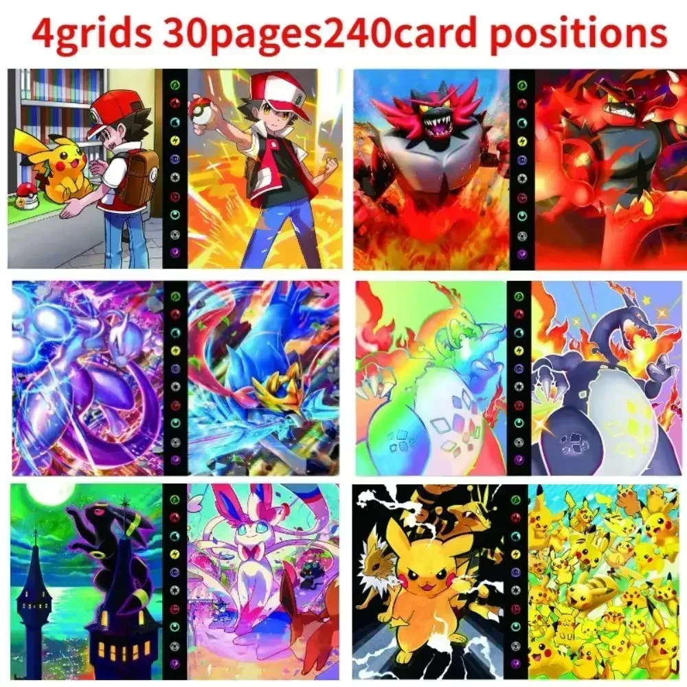 2024 Charizard Squirtle Holder Binder Collections Folder Anime Card Protector Notebook Pokemones Album 240Pcs Card Book