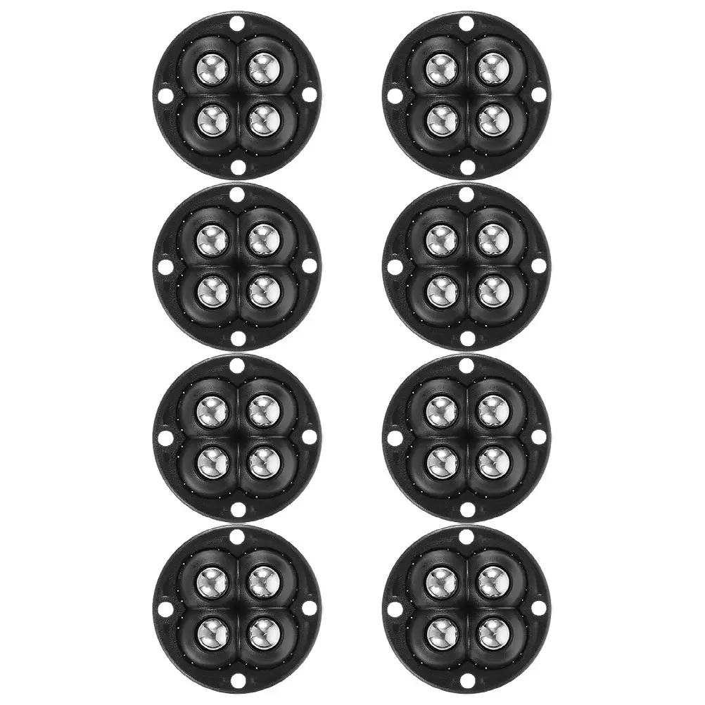 8Pcs Self Adhesive Mini Swivel Caster Wheels Black Silent Rolling for Furniture Appliances Storage Box Trash Bin Mobility