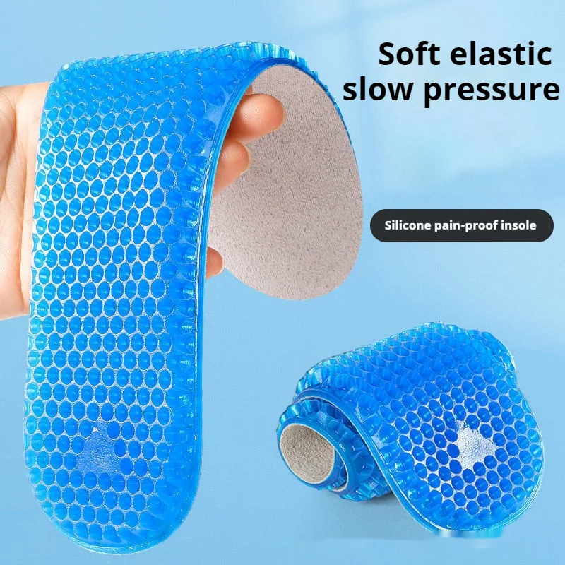 1Pair Silicone Shoes Insoles Honeycomb Soft Shock Absorption Running Sports