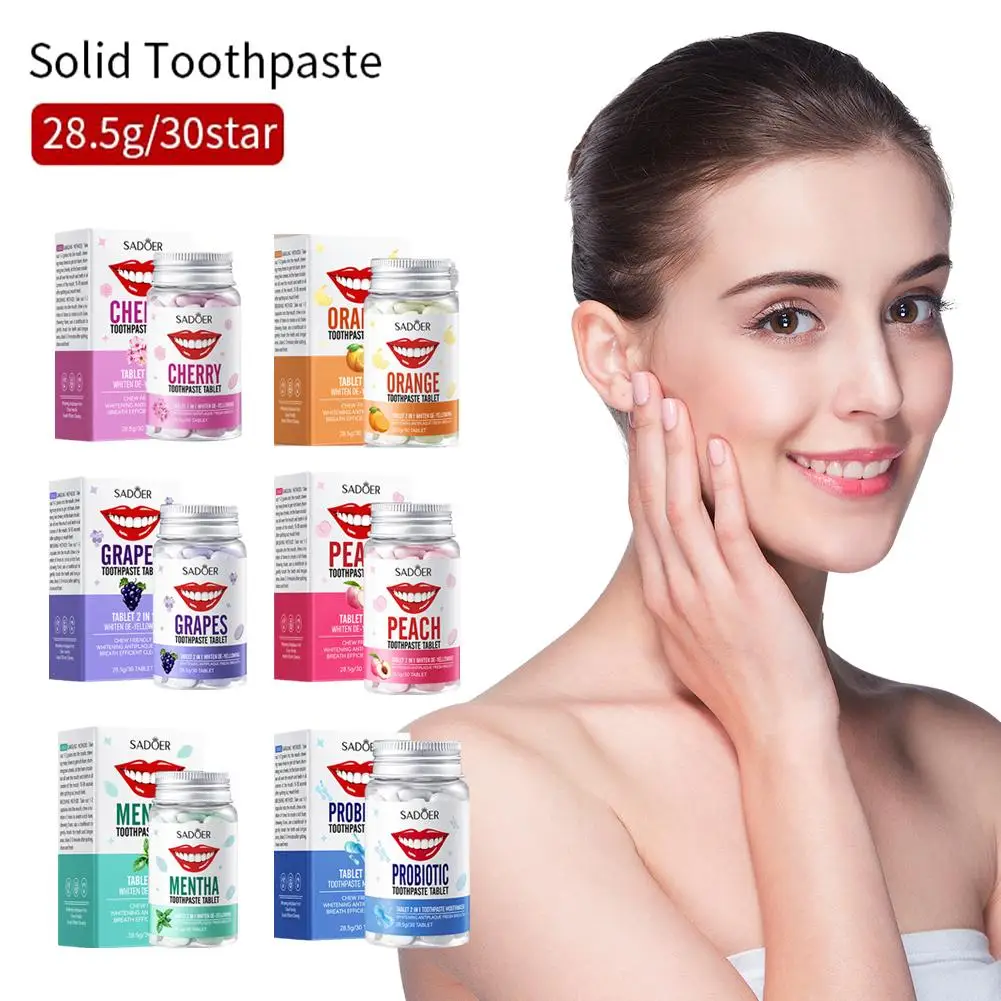 Mint Sólidos Toothpaste comprimidos, respiração dos dentes, branqueamento manchas, fumaça ruim, enxaguatório bucal, carvão, remover fresco, O0M8