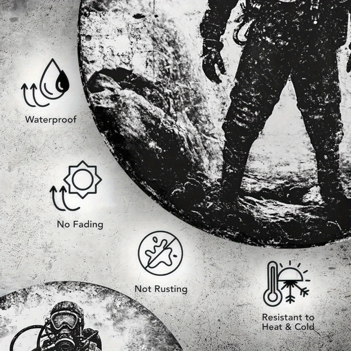 علامة منقوشة من رقائق الألومنيوم مستوحاة من الطراز العتيق، ديكور فني جداري معدني مقاس 8 × 8 بوصة للمرآب وغرفة المعيشة - غوص غوص ريترو S #6