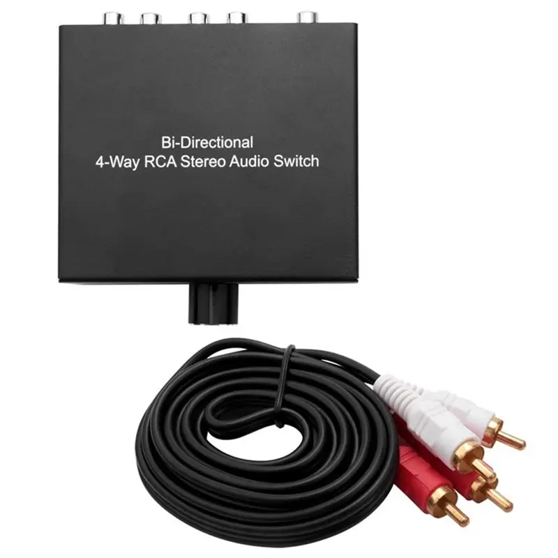 N36R-4 Way Bi-Directional For RCA Stereo Audio Switch 1 In 4 Out Or 4 In 1 Out L/R Jack Sound Channel For RCA Audio Switcher