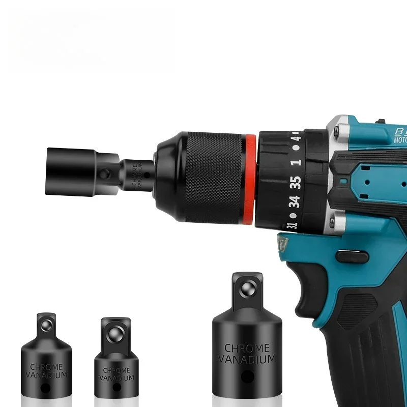 Durable 4PCS Impact Socket Adapter Reducer Set 1/2 3/8 1/4 Inch Use Wrenches Drills in Auto and Impact Driver