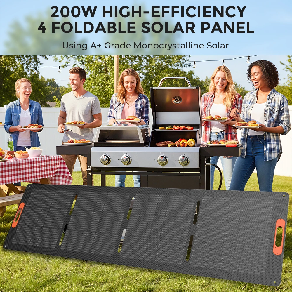 RVPOZWER 100W 200W High Efficiency Rigid Mono Solar Panel 25.5% Conversion Rate IP68 Waterproof Integrated PV Panel Portable Solar Charger for RV Home Rooftop Camping Off Grid Power