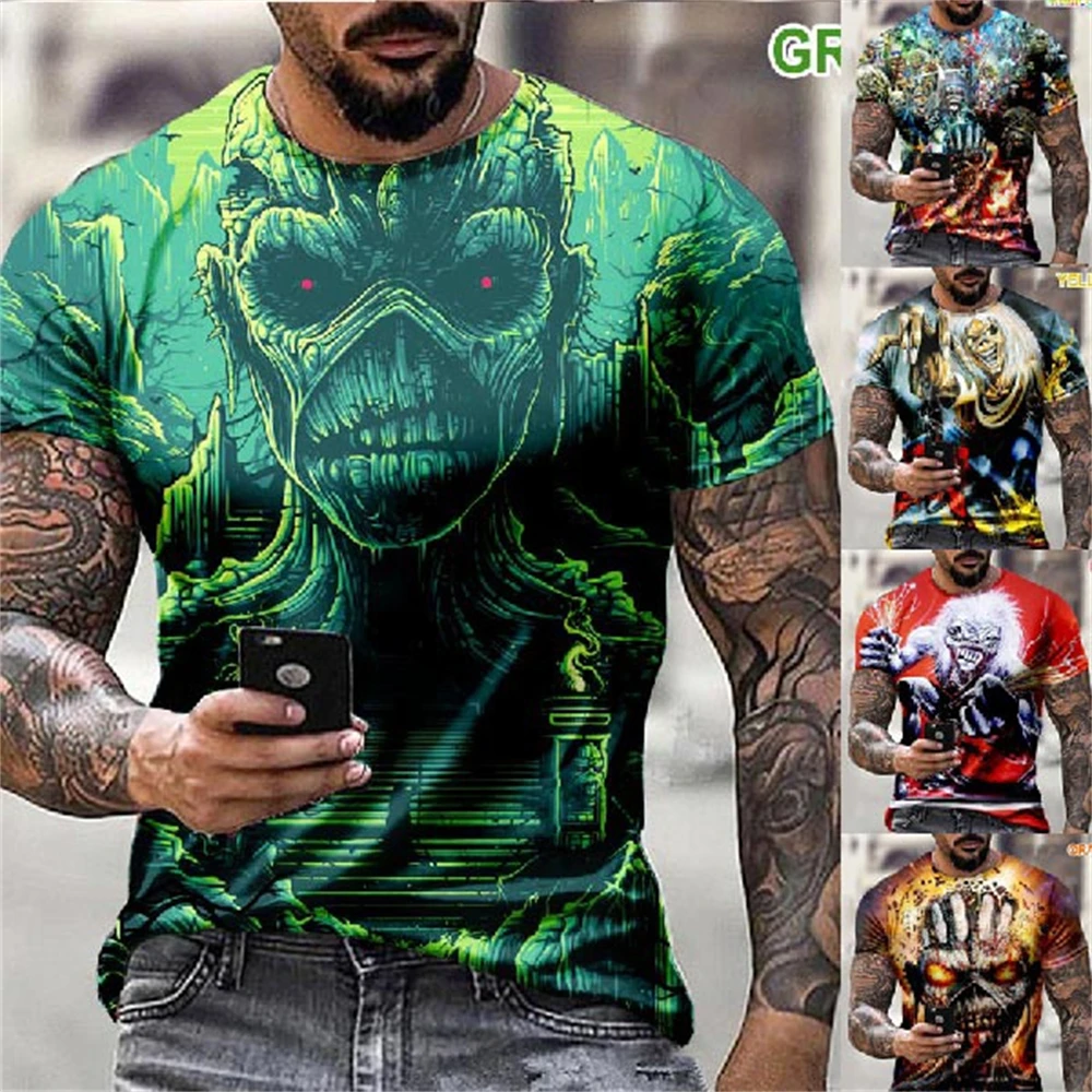 

New Fashion Novelty The Living Dead 3D Print T-shirt Men/Women Heavy Metals Skeleton Skulls Cartoons Tees Summer Tops