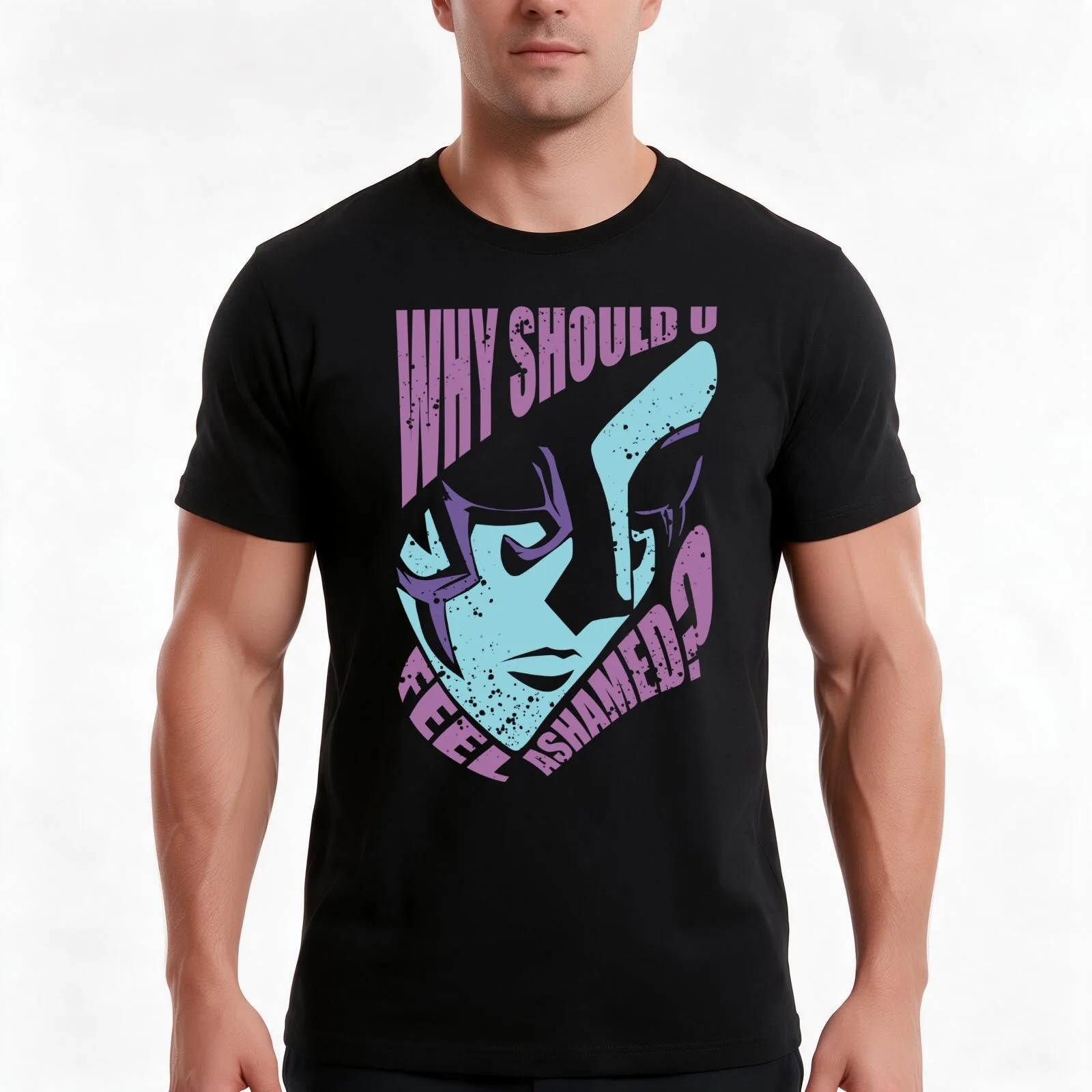 Mashle Abyss Razor Neon Aesthetic Mask - Magic and Muscles Characters Merch - Express Yourself with Anime Style T-Shirt