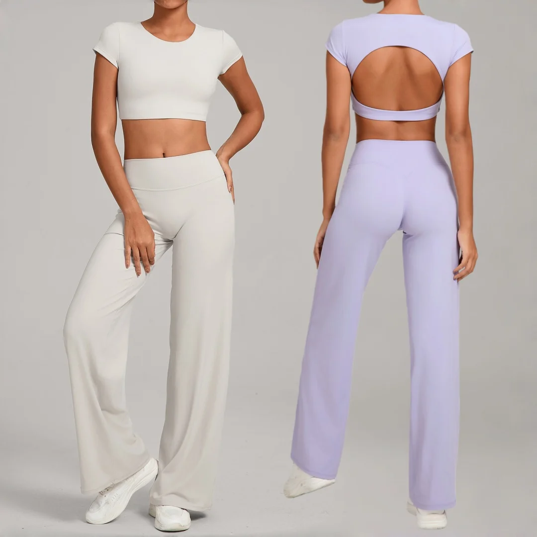 

High Waist Hip Lift Yoga Suit Sports Fitness Quick-Drying Tight Backless Straight-Leg Pants Running Workout Clothes Gym Yoga Set