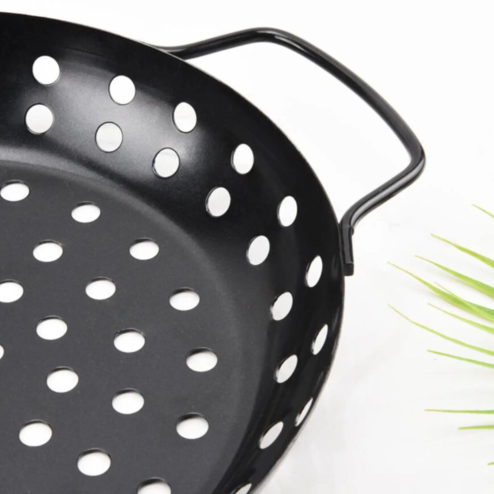 BBQ Grill Pan for Veggie Meat Fruits Roasting with Non Stick Coating - Pizza Grilling Tray - Barbecue Accessories