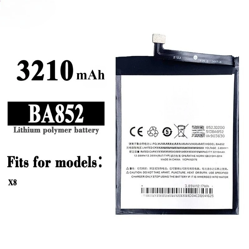 3210mAh BA852 Mobile Phone Battery for Meizu X8 Replacement Batteries