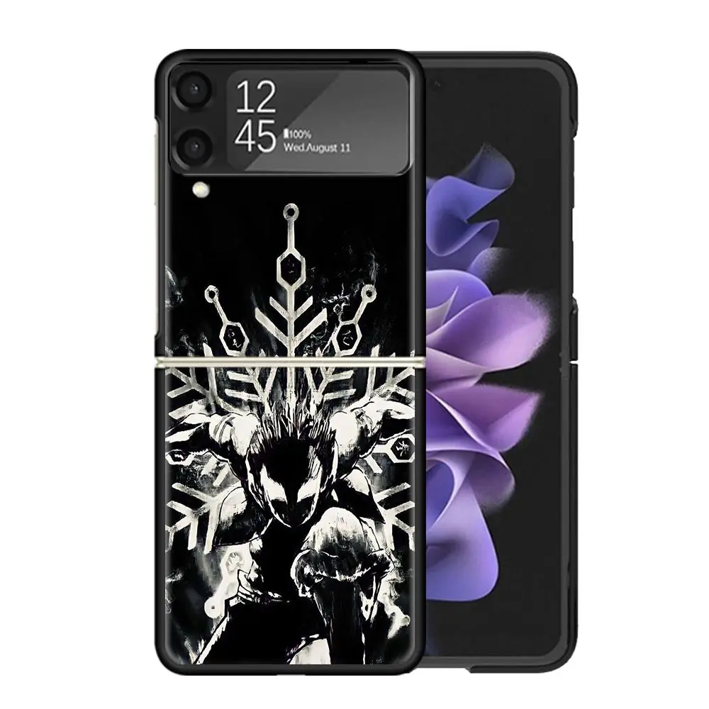 Funda de teléfono Demon Slayer para Samsung, carcasa trasera dura, color blanco y negro, para Galaxy Z Flip4, Flip5, Flip3, Z Flip 3, 4, 5G