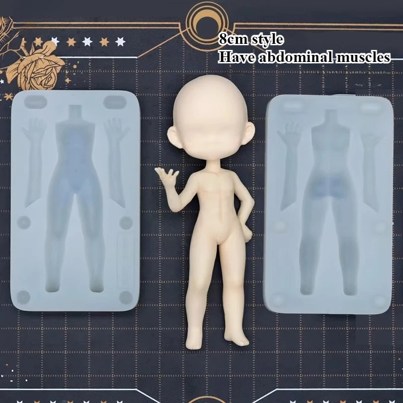 6cm/8cm Q Version of Man Body 2-4 Head Body Than Silicone Mold DIY Manufacture Ultra Light Clay Animation Cartoon Character Mold