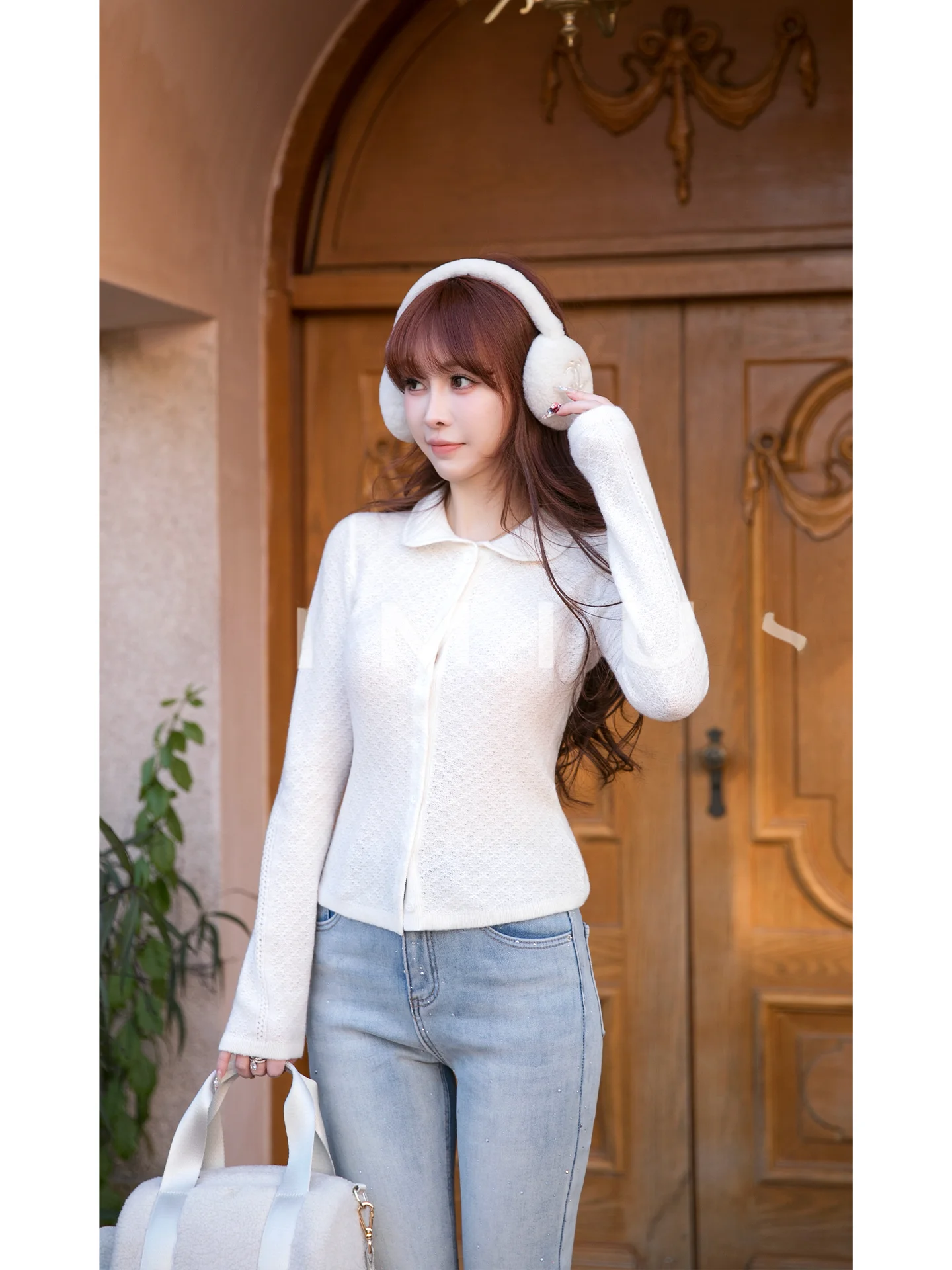 

Yulu Peter Pan Collar Wool Knitted Sweater Women's Sweet T Sle Inner And Outer Wearable Sweater Winter Collection