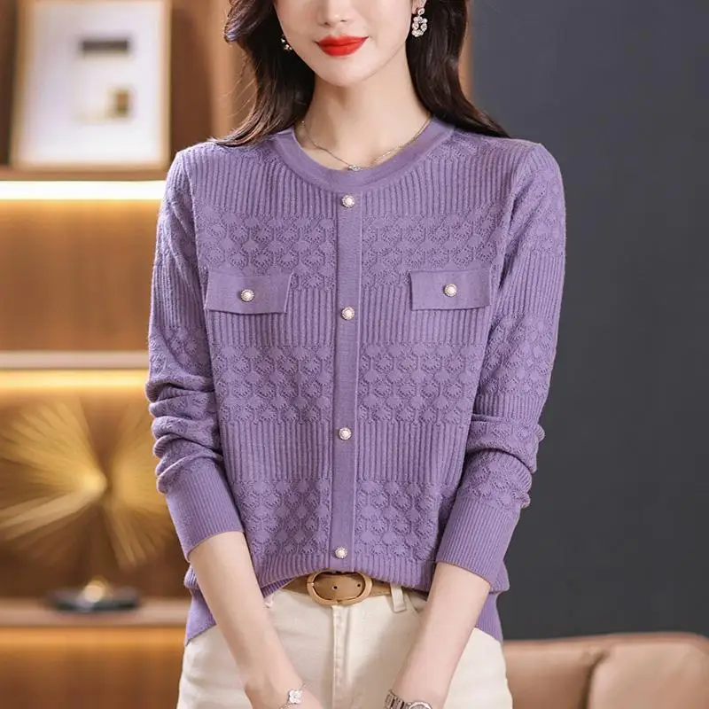 Elegant O-Neck Button Spliced All-match Blouses Women's Clothing 2024 Spring New Loose Casual Pullovers Tops Office Lady Shirts
