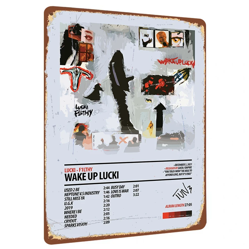 Lucki FLETHY Wake Up Lucki Album Cover Custom Metal Poster Wall Art Home Decor Music Gift
