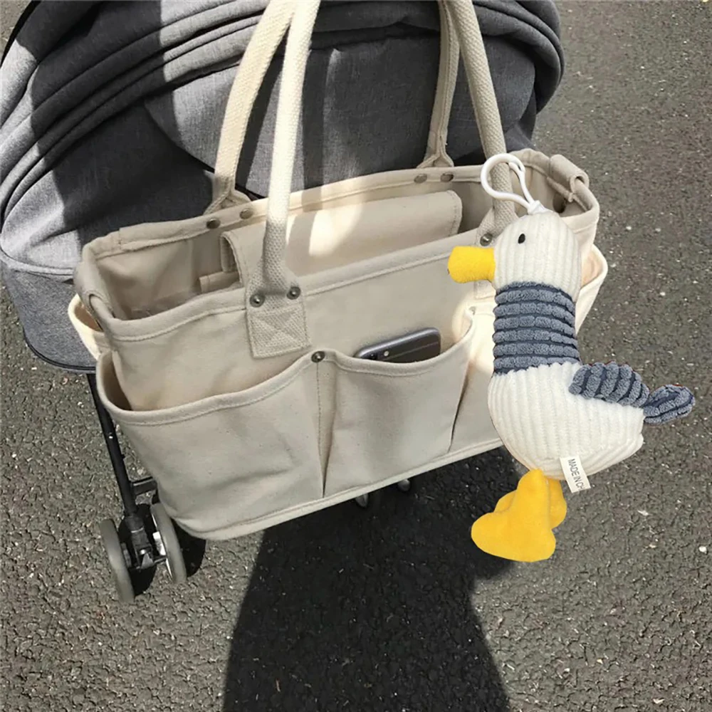 Diaper Bag Minimalist Beige Design Dual Carry Handheld Spacious Pocket Lightweight Durable For Mom Baby Care Travel Diaper Bag
