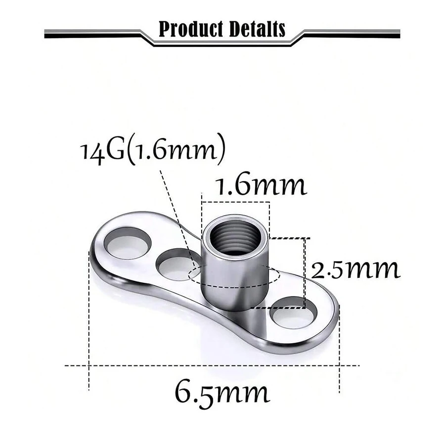 10 Pcs G23 Titanium Dermal Base Hypoallergenic ASTM-F136 Base Medical Implant Grade Dermal Piercing Jewelry for Women Men