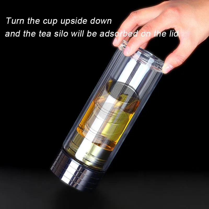 Glass Water Bottles Magnetic Tea Infuser Bottle Tea Separation Mug Double-Layer Portable Creative Water Cup Home Waterbottle