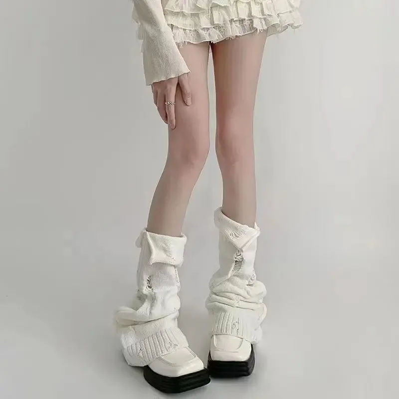 

Y2k Winter Leg Warmers Fluffy/Knitted Arm Warmers Kawaii Lolita Knit Long Socks Women Leg Warmer Sweet Stretchy Boots Cover