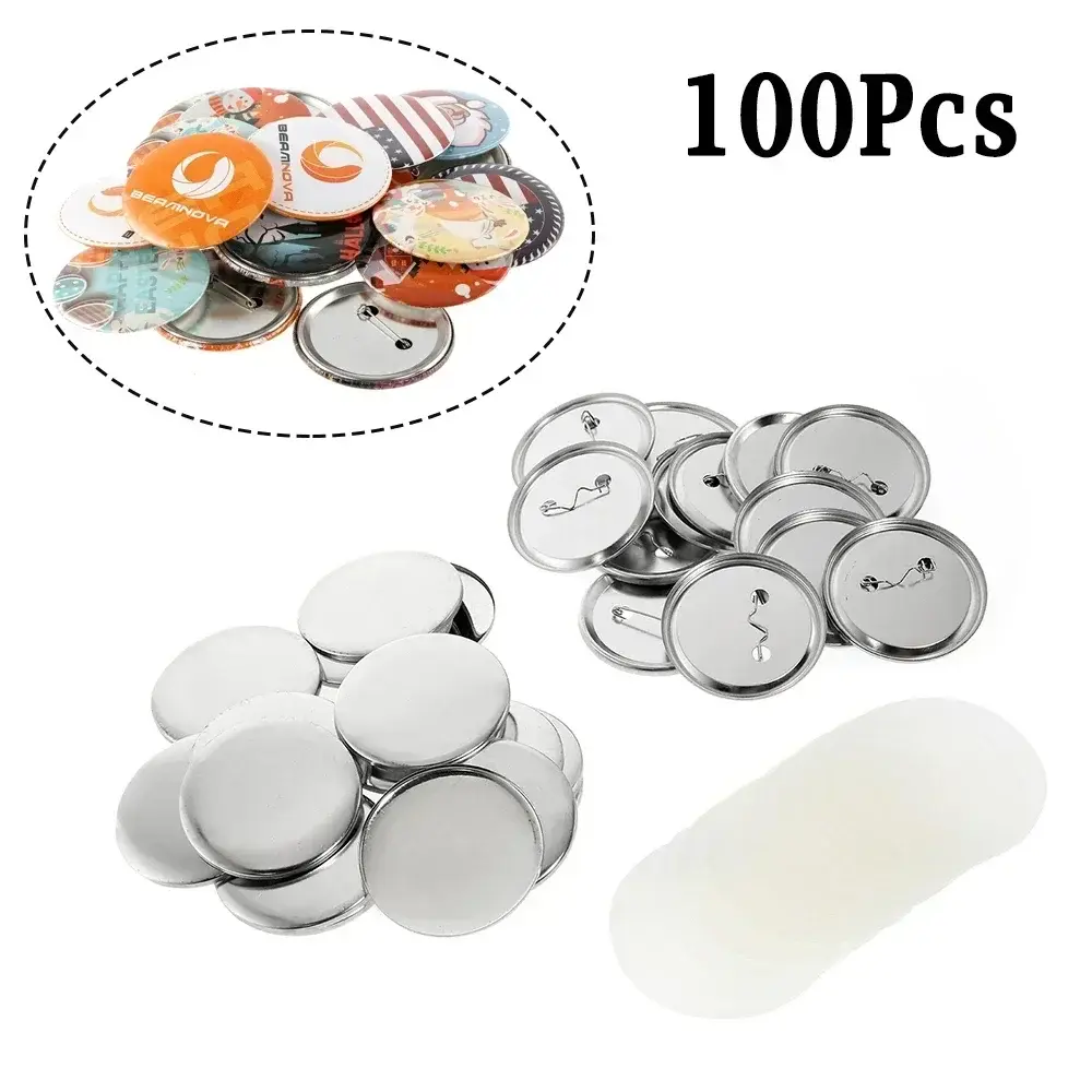 100 peças de botão de crachá material suprimentos 25mm 32mm 37mm 44mm 58mm 75mm para roupas diy bolsa crachá botão decoração