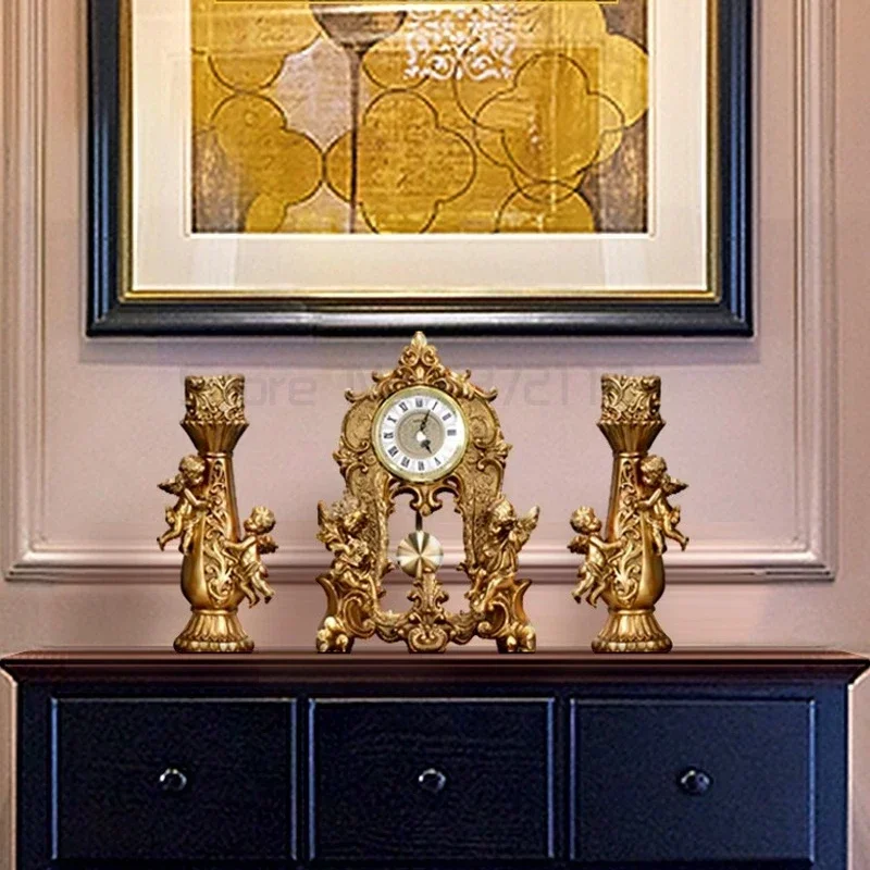 Angel Pendulum Clock for Home Decoration Luxury Retro Wine Cabinet and Porch TV Cabinet Furnishings for Living Room