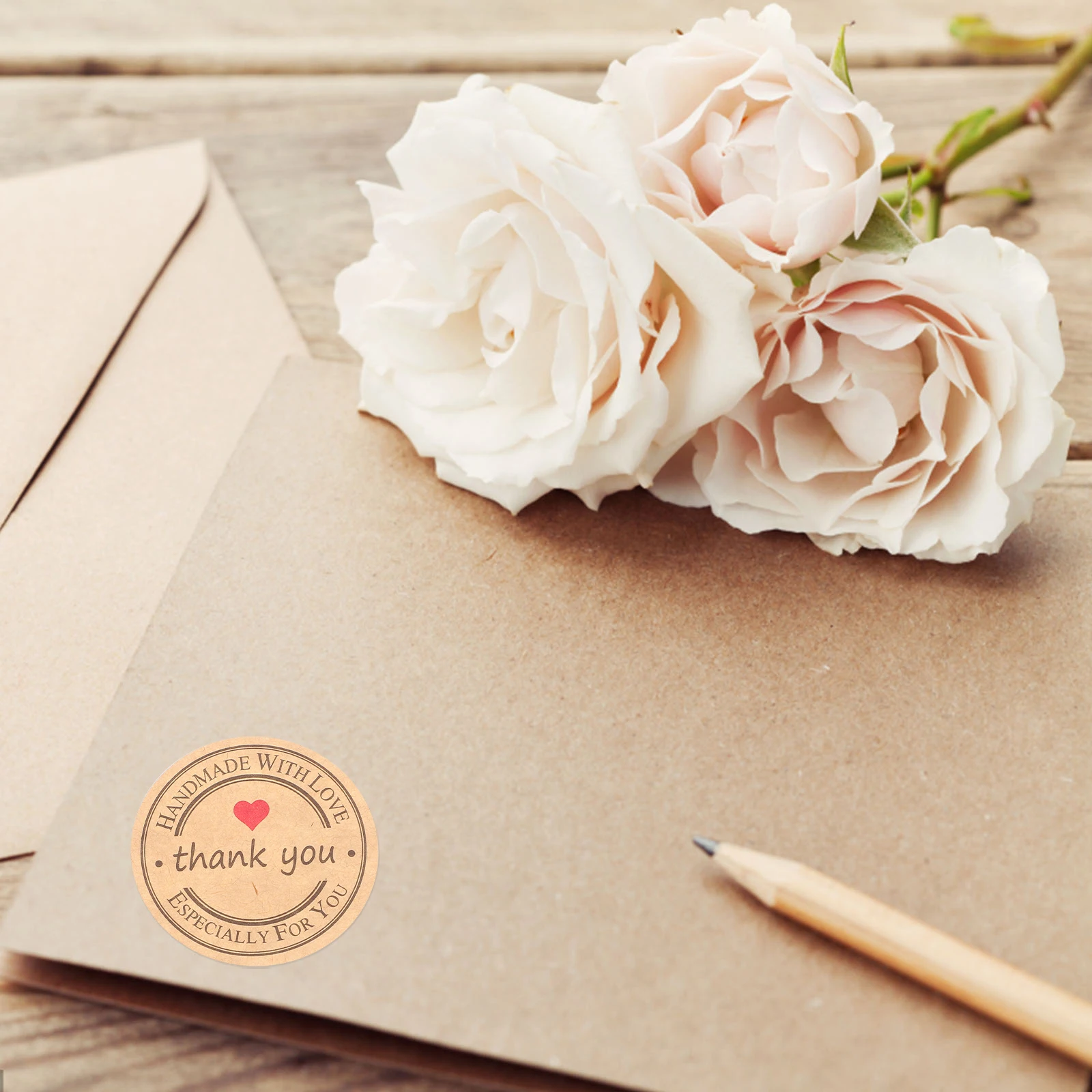 

25 Sheets Thank You Sealing Packaging Kraft Paper Self-Adhesive Label Stickers for Envelopes Boxes Bags DIY for Packaging