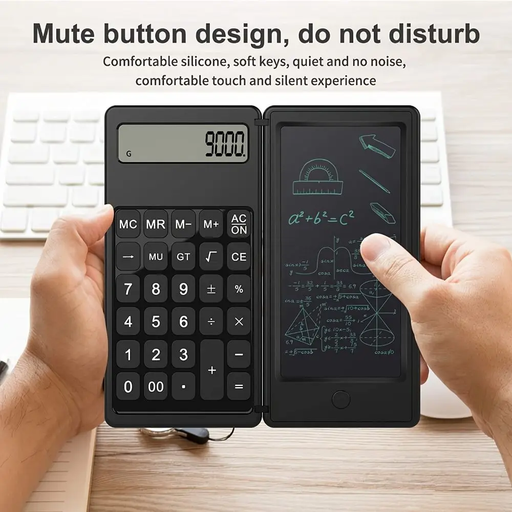 

Foldable Scientific Calculator Portable 12 Digits Digital Writing Tablet Erasable Multifunctional Office LCD Drawing Pad