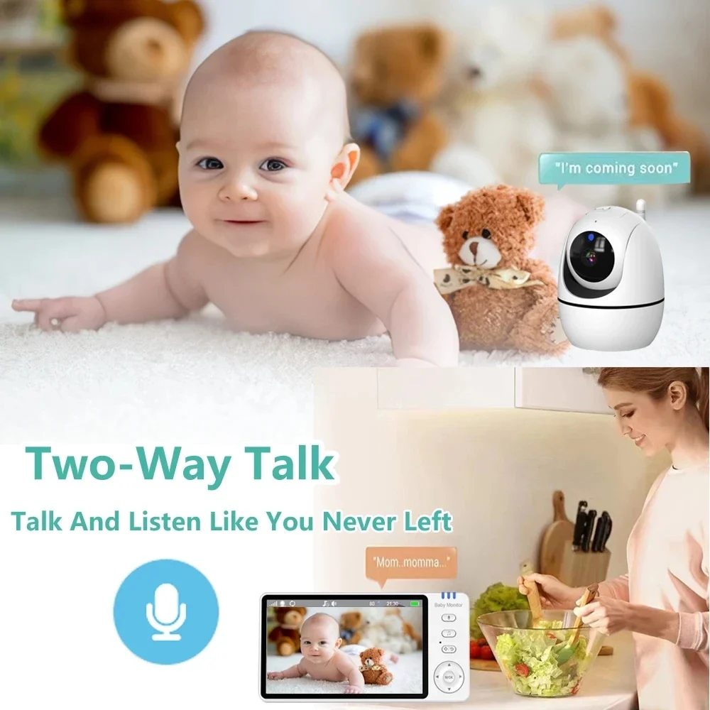 VBABM ABM501 Baby Monitor 5.0 Inch Wireless HD Video 3500mAh Battery With Nanny PTZ Camera 2-way Audio VOX Lullaby Up USB Charge