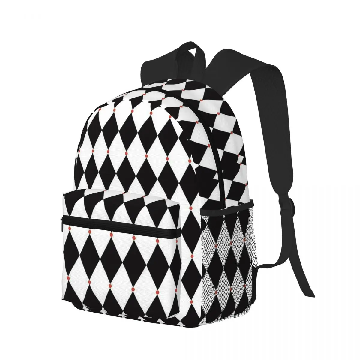 Harlequin Plaid Playing Cards Student Backpack School Bag Hiking Travel Daypack for Boys Girls Bookbag Shoulder Bags