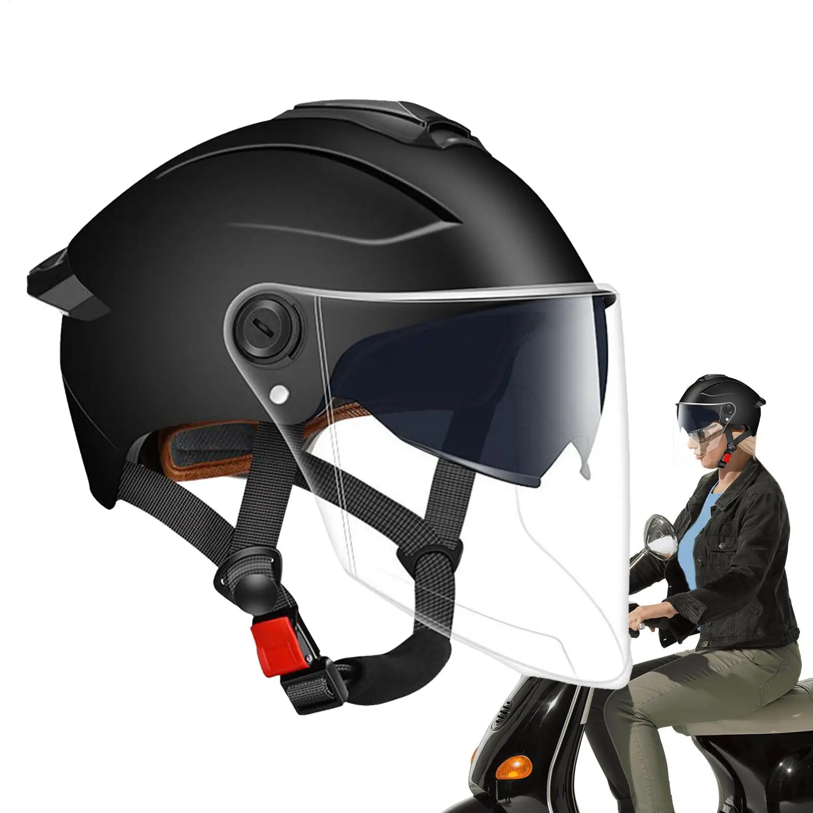 

Adult Motorcycle Helmet Open Face Adults Helmets Protective Gear Double Visor Breathable Headgear For Street Motorbike Sportbike
