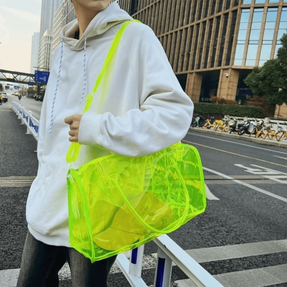 Large Capacity Transparent Crossbody Bag Waterproof PVC Washing Storage Bag Single Shoulder Oversized Beach Swimming Bag