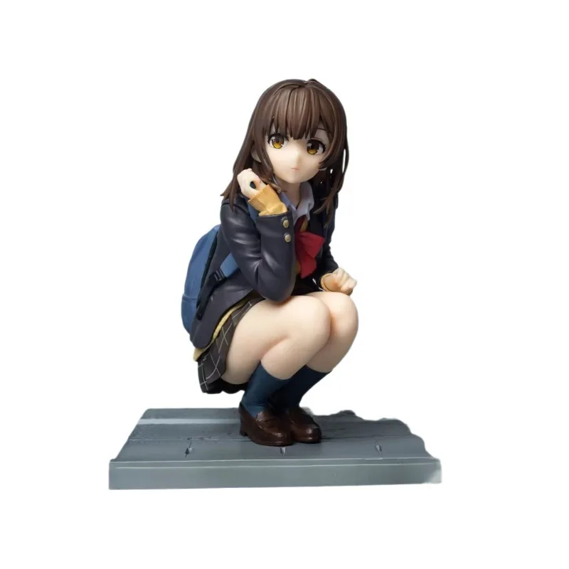 Hermosa chica raspada y luego recogida una chica de secundaria llamada Sayo Ogihara postura en cuclillas figura de anime modelo al por mayor