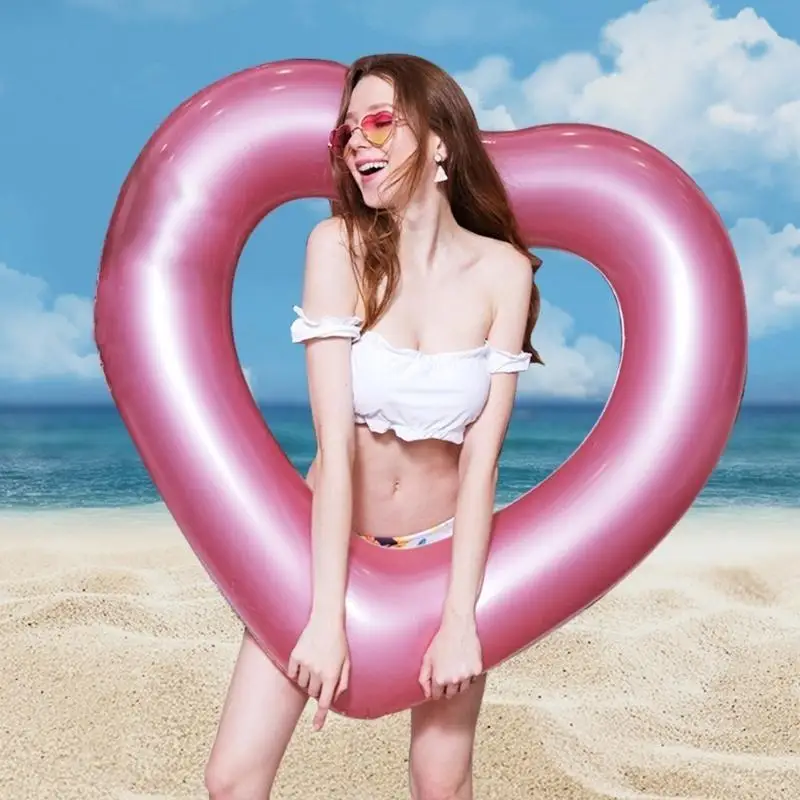 652F Inflatable Swimming Rings Heart Swim Tube Floatie Beach Swimming Party Toy for Pool, Bath Toy, Party