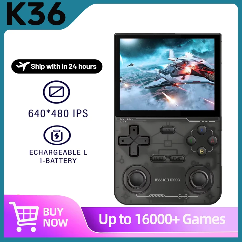 

K36 Portable Retro Game Console 64G Built in 16000+ Games, 3.5-inch Screen Linux System Portable