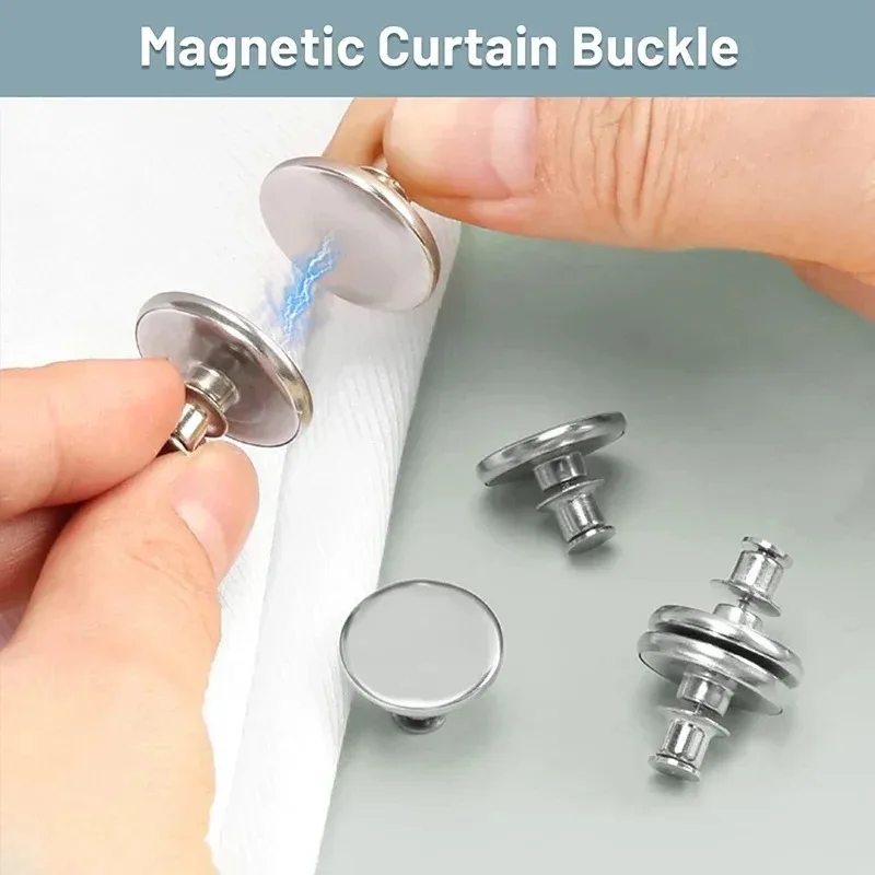 4Pairs Curtain Magnetic Button Detachable Curtain Fix Fastener Clip Prevent Light Adjustment Window Screen Close Magnet Buckle