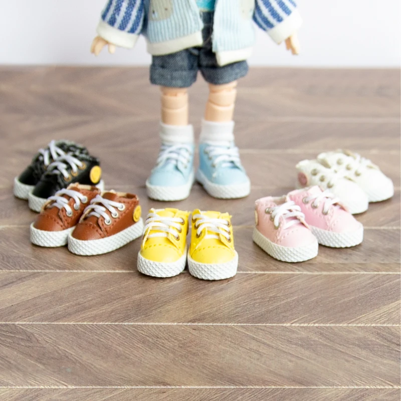 BJD doll shoes for OB11 GSC P9 1-12 size bjd fashion all-match cute smiley sneakers doll accessories (six colors)