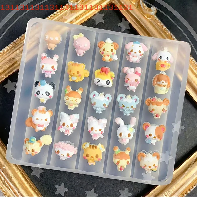 Moldes de silicone para arte em unhas, relevo 3d, desenho animado, animal, coelho, gato, cachorro, design, faça você mesmo, decorações de arte em unhas, modelo de manicure transparente